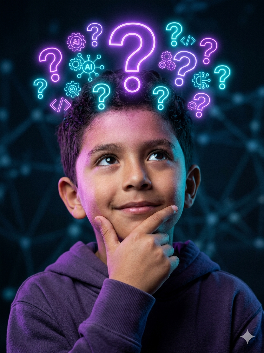 Niños trabajando con IA